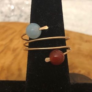 Carnelian & Aventurine wire‎ wrap ring
